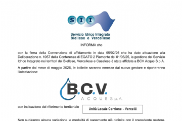 Informativa su passaggio gestionale da S.I.I. S.p.A. a B.C.V. Acque S.p.A.