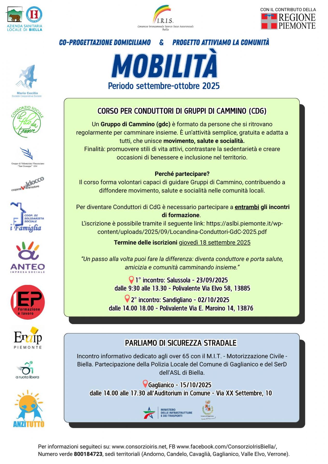 Locandina incontri mobilità settembre e ottobre 2025
