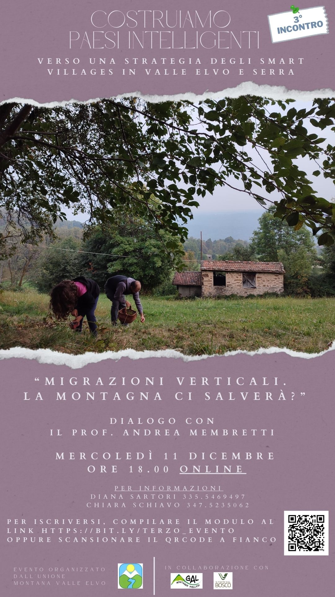 Locandina evento "Costruiamo Paesi Intelligenti" con indicazioni per iscrizione