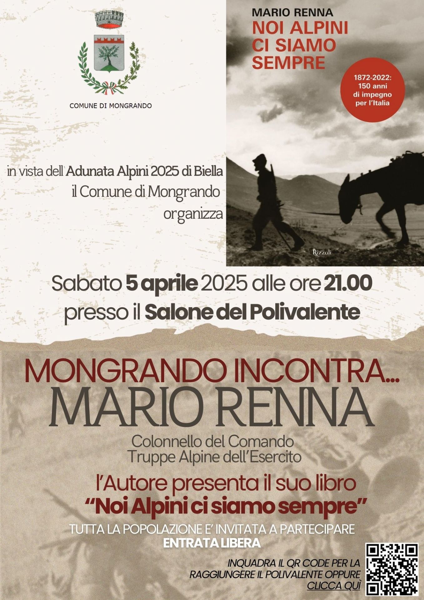 Locandina Evento Mongrando incontra Mario Renna