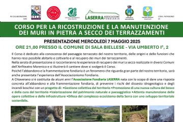 Locandina del corso per la ricostruzione e la manutenzione dei muri in pietra a secco dei terrazzamenti
