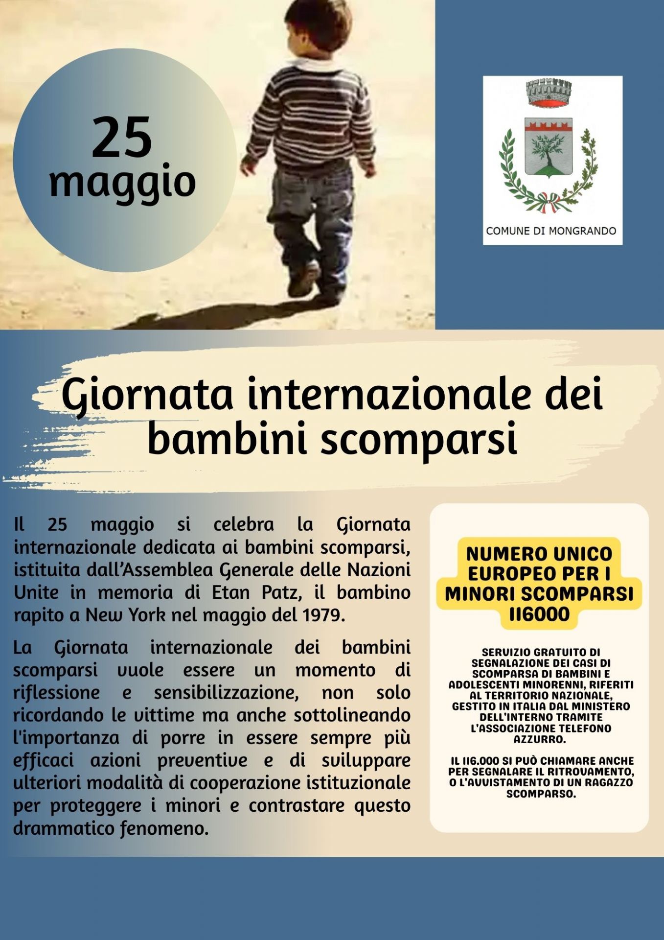 Locandina Giornata internazionale dei bambini scomparsi