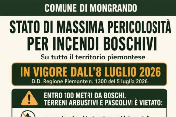 Locandina avviso di stato di massima pericolosità per incendi boschivi